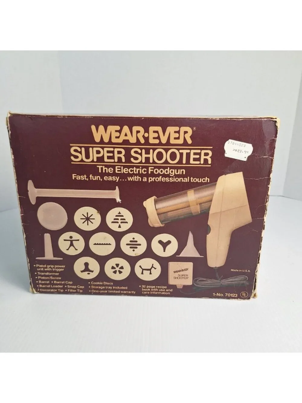 VINTAGE 1970'S WEAR-EVER SUPER SHOOTER ELECTRIC FOODGUN MODEL 70123 ORIGINAL BOX